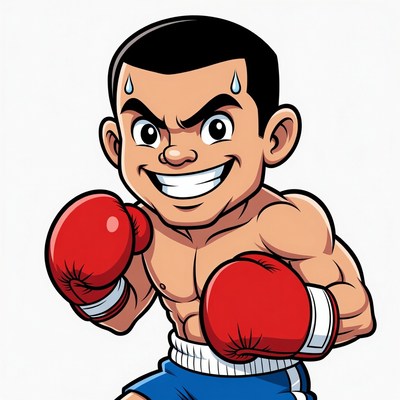 Cartoon Latino boxer with red gloves