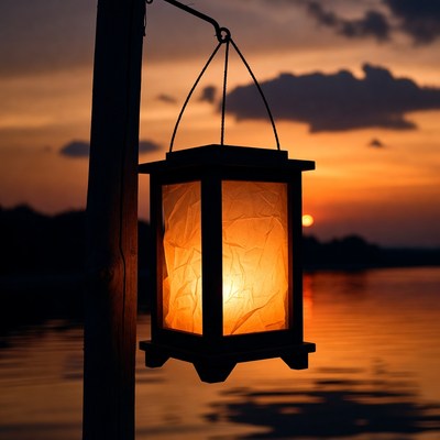 Hanging Lantern at Sunset Lake
