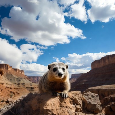 Meerkat on rock in canyon