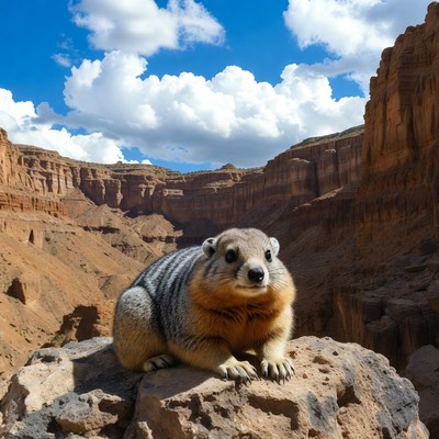 Ground squirrel on rock in canyon