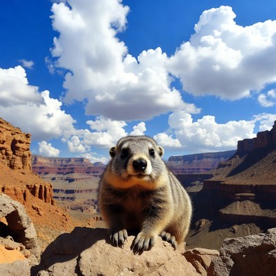 Cute Marmot on Rock in Canyon