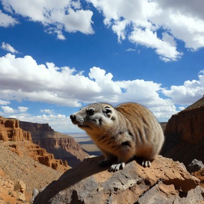 Meerkat on rock in canyon
