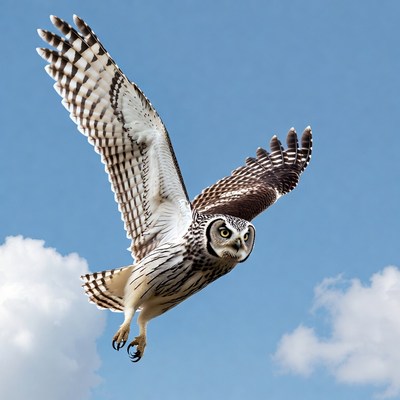 Short-eared Owl Flying in Sky