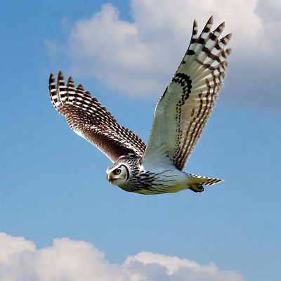Short-eared Owl Flying in Sky