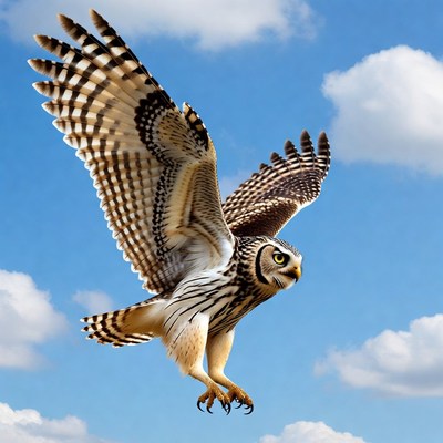 Short-eared Owl Flying in Sky