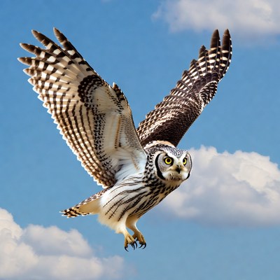Short-eared Owl Flying in Sky