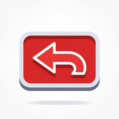 Red 3D Back Arrow Icon