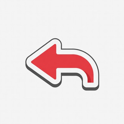 Red Curved Left Arrow Icon