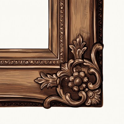 Ornate Wooden Picture Frame Illustration