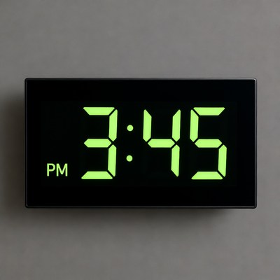 Digital Clock Showing 3:45 PM
