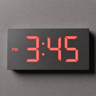 Red Digital Clock Showing 3:45 PM