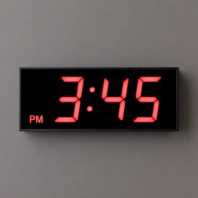 Digital Clock Showing 3:45 PM