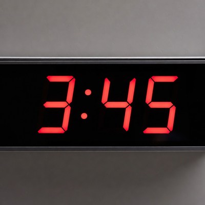 Red Digital Clock Showing 3:45