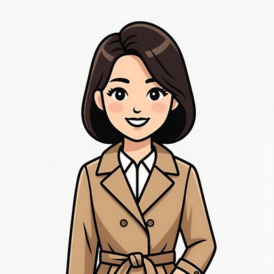 Asian woman in beige trench coat