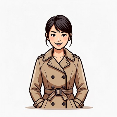 Asian woman in beige trench coat