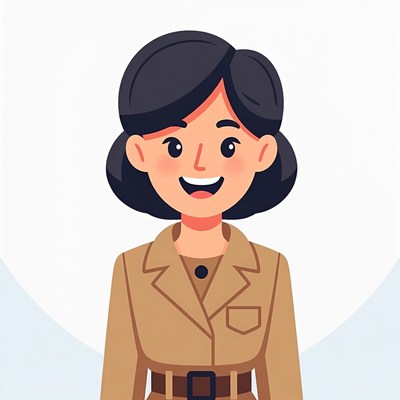 Smiling woman in khaki jacket