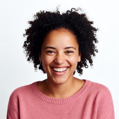 Smiling African-American woman with curly hair