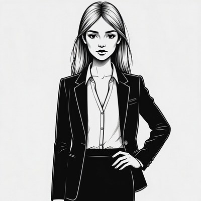 Blonde woman in black business suit