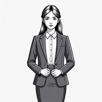 Asian woman in business suit illustration