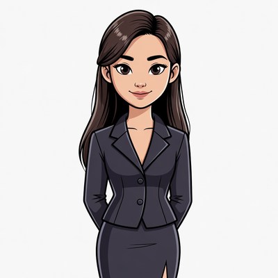 Asian woman in navy business suit