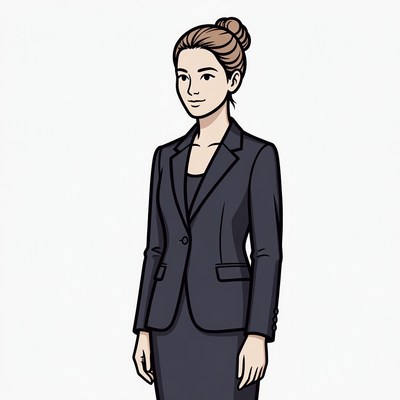 Asian woman in navy business suit