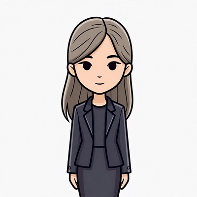 Cartoon woman in black suit