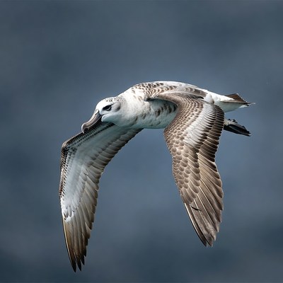 Albatross flying with wings spread