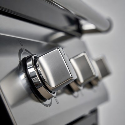 Stainless Steel Stove Knobs Closeup
