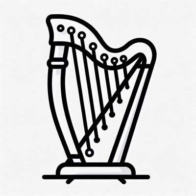 Line Art Harp Illustration