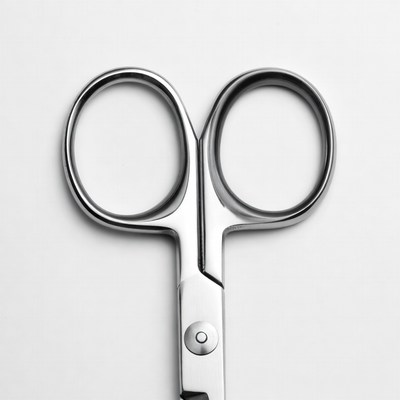 Silver Scissors on White Background