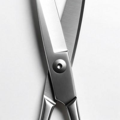 Shiny Steel Scissors on White Background