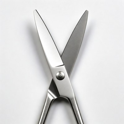 Silver Scissors on White Background
