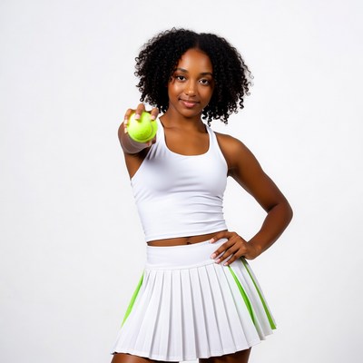 African-American woman holding tennis ball