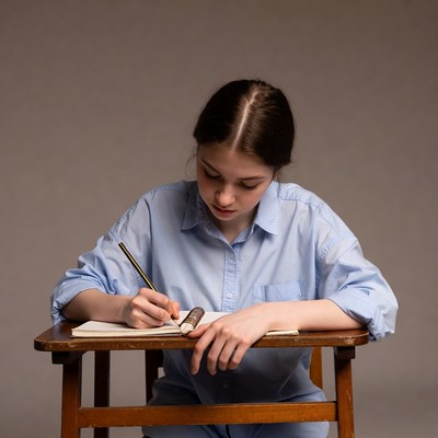 Girl writing in notebook