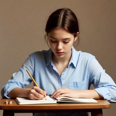 Girl writing in notebook