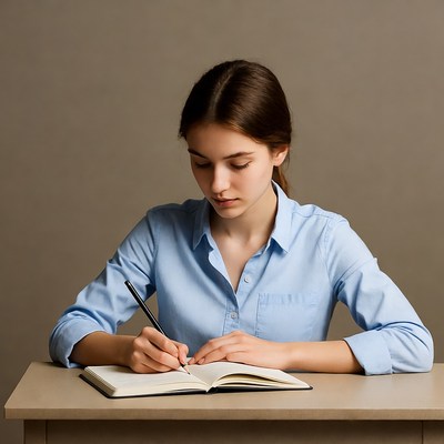 Girl writing in notebook