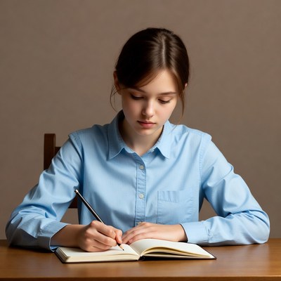 Girl writing in notebook