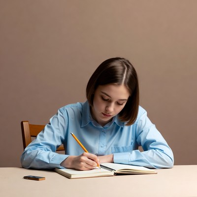 Girl writing in notebook