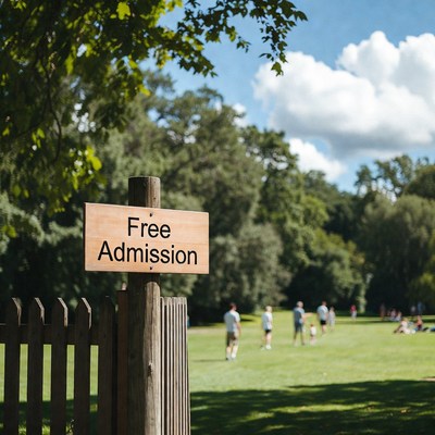 Free Admission Sign at Park Entrance
