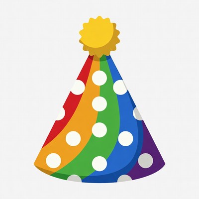 Rainbow Party Hat with Dots