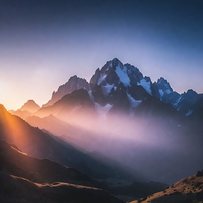 Mont Blanc massif at sunset
