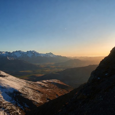 Snowy Mountains at Sunset