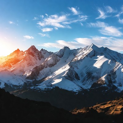 Snowy Mountains at Sunrise