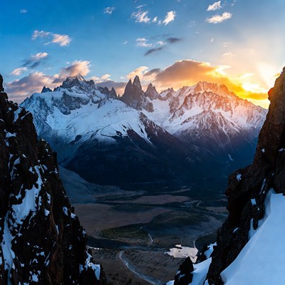 Fitz Roy Mountains at Sunset