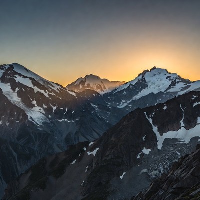 Snowy Mountains at Sunset