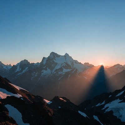 Snowy Mountains at Sunrise