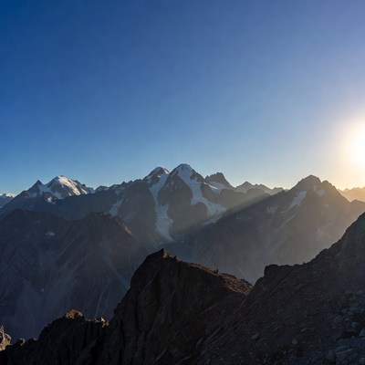 Snowy Mountains at Sunrise