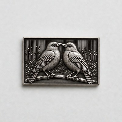 Two Birds Perched on Branch