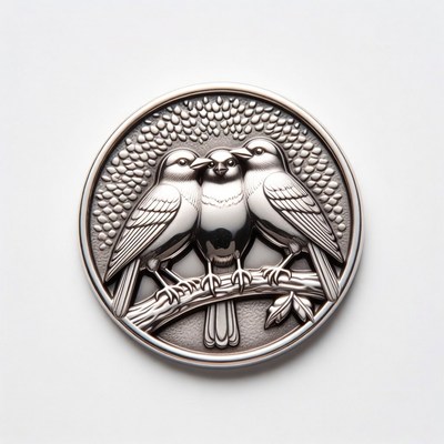 Three Birds on Branch Medallion