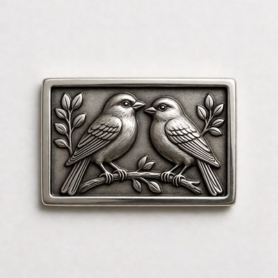 Two birds on branch plaque